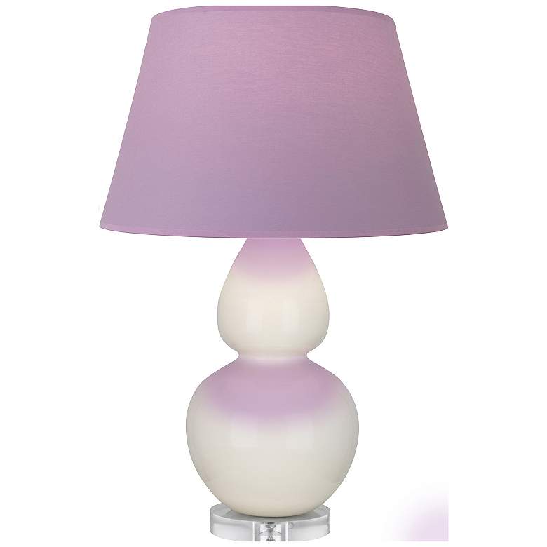 Image 1 Double Gourd 30"H Bone And Lucite Lamp w/ Lavender And Plum Shade
