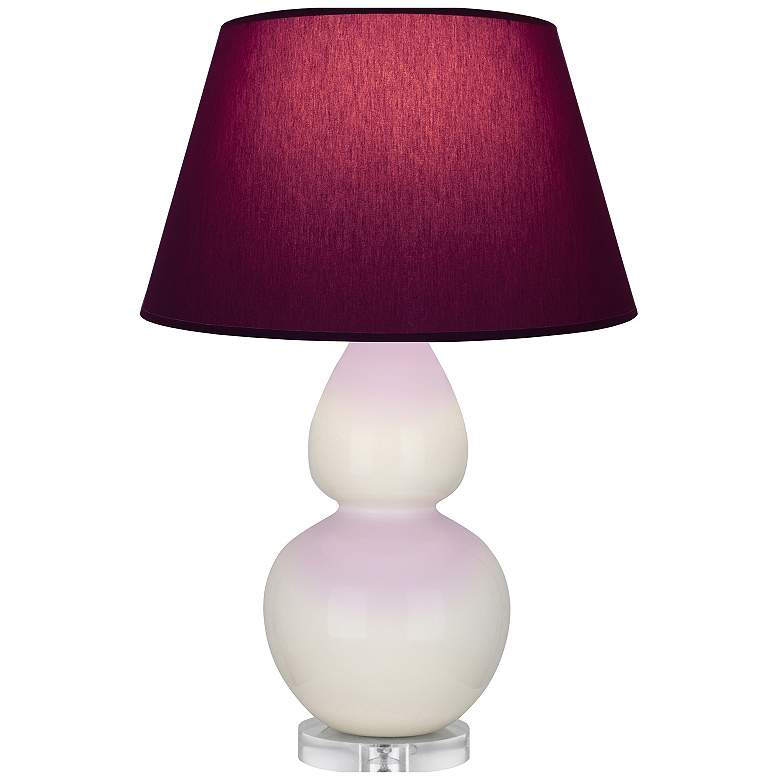 Image 1 Double Gourd 30"H Bone And Lucite Lamp w/ Plum And Lavender Shade