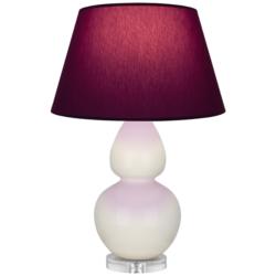 Double Gourd 30"H Bone And Lucite Lamp w/ Plum And Lavender Shade
