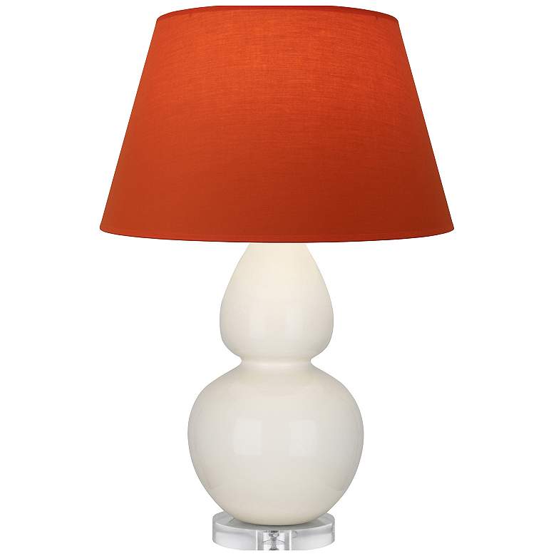 Image 1 Double Gourd 30"H Bone And Lucite Lamp w/ Tangerine And Taupe Shade