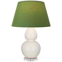 Double Gourd 30"H Bone And Lucite Lamp w/ Tea Green And Taupe Shade