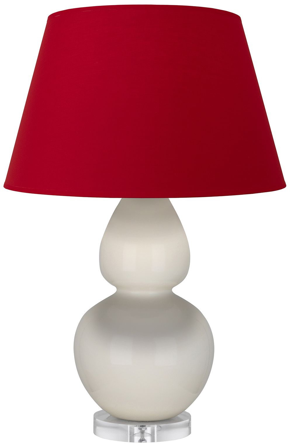 Double Gourd 30"H Bone And Lucite Table Lamp w/Black And Red Made to Order
