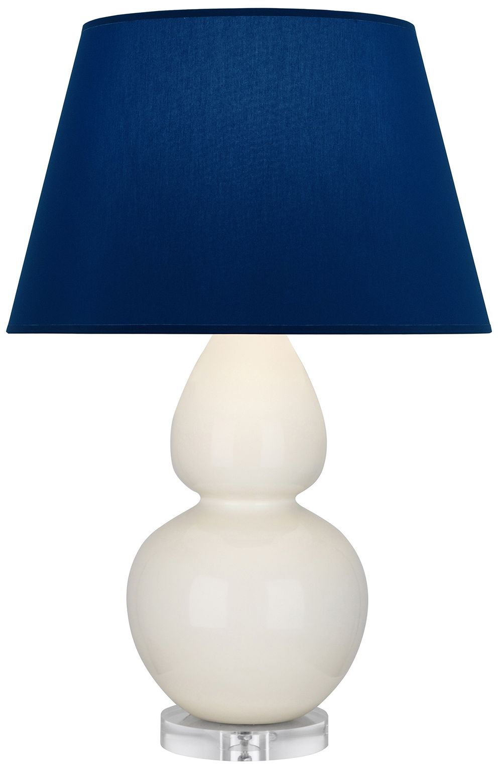 Double Gourd 30"H Bone And Lucite Table Lamp w/Navy And Gray Made to Order