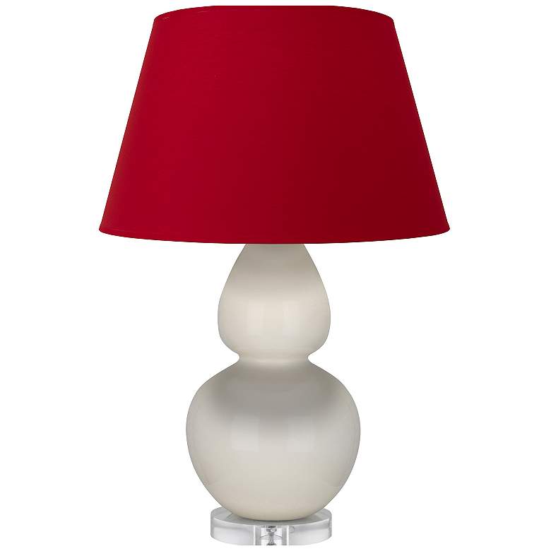 Image 1 Double Gourd 30"H Bone And Lucite Table Lamp With Black And Red Shade