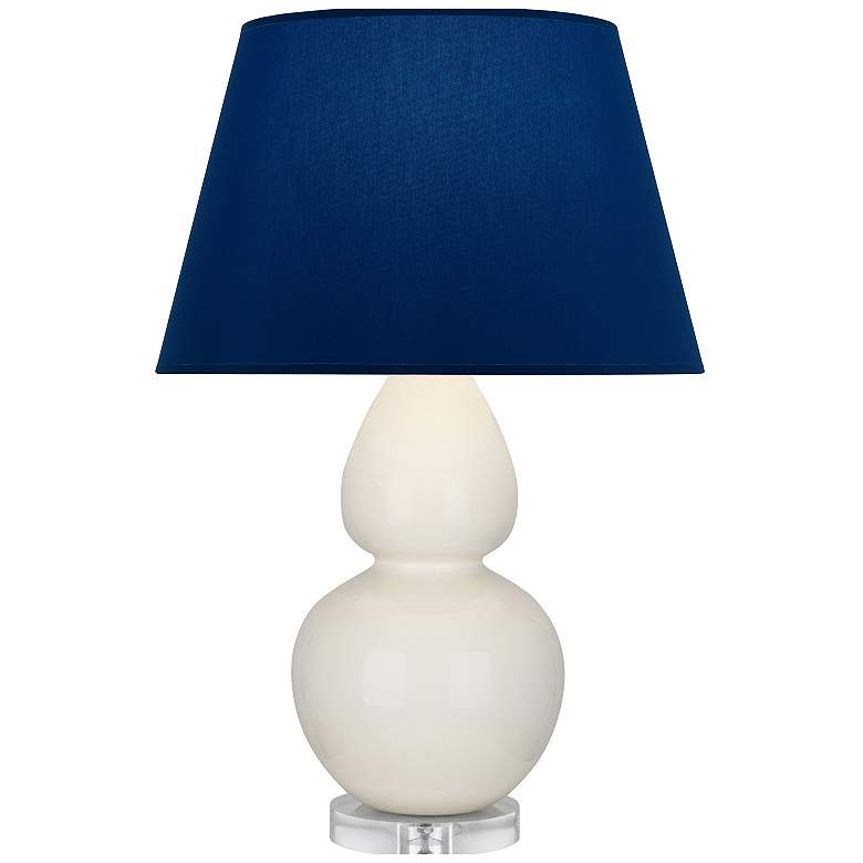 Image 1 Double Gourd 30"H Bone And Lucite Table Lamp With Navy And Gray Shade