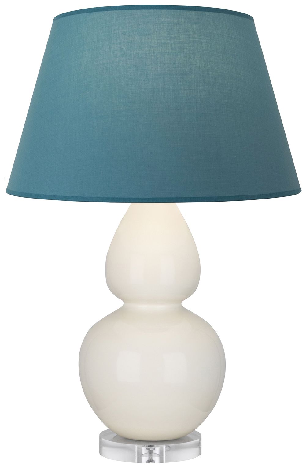 Double Gourd 30"H Bone & Lucite Lamp w/ Bright Blue & Gray Made to Order