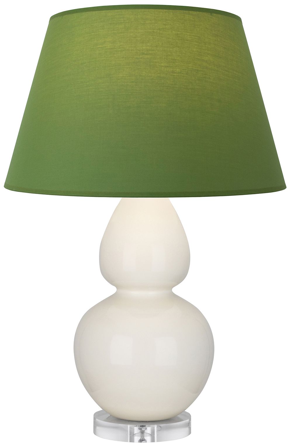Double Gourd 30"H Bone & Lucite Lamp w/ Tea Green & Taupe Made to Order