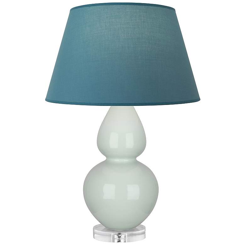 Image 1 Double Gourd 30"H Celadon And Lucite Lamp w/ Bright Blue And Gray Shade