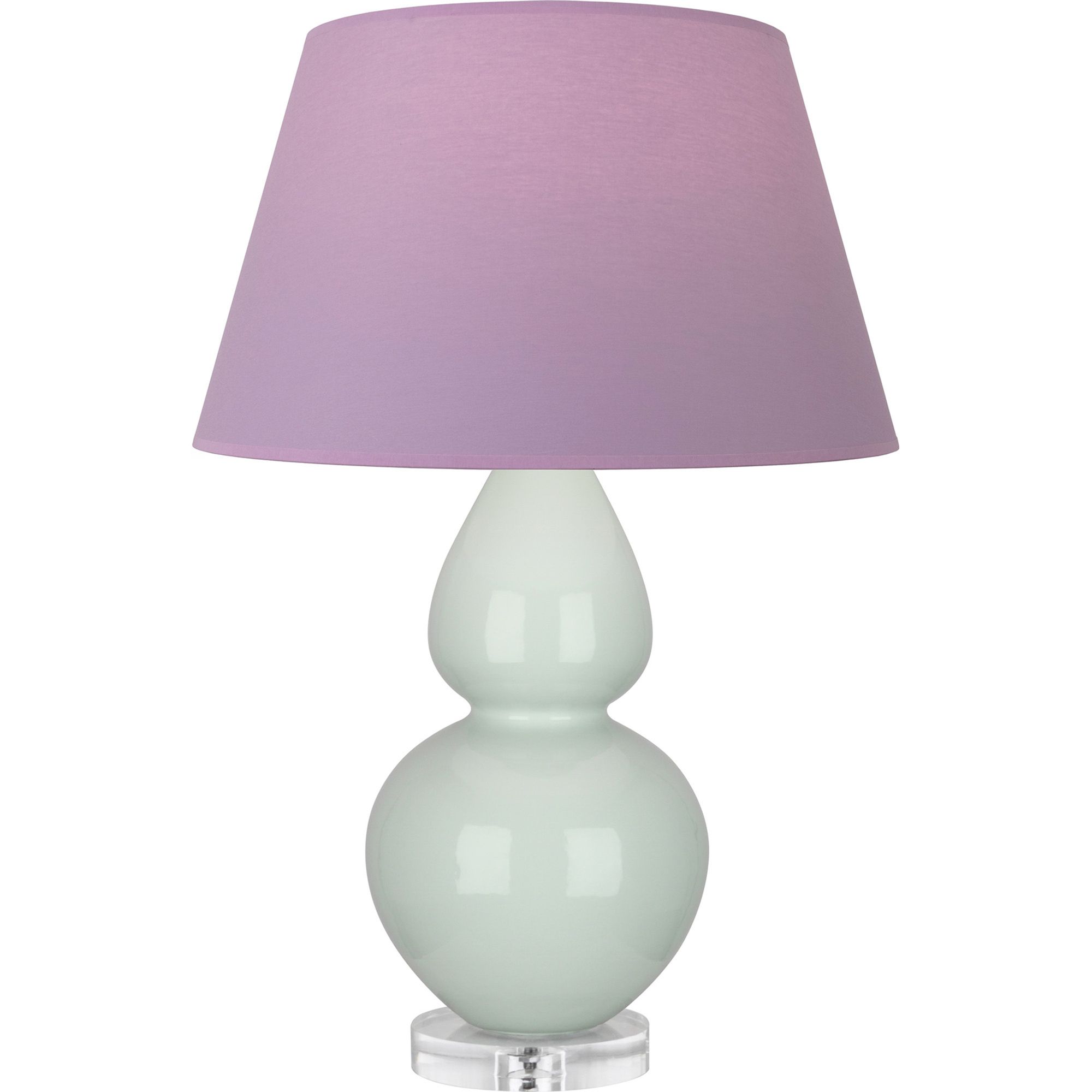 Image 2 Double Gourd 30"H Celadon And Lucite Lamp w/ Lavender And Plum Shade more views