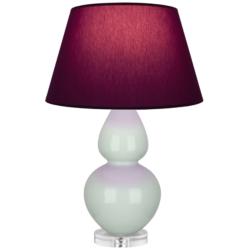 Double Gourd 30"H Celadon And Lucite Lamp w/ Plum And Lavender Shade