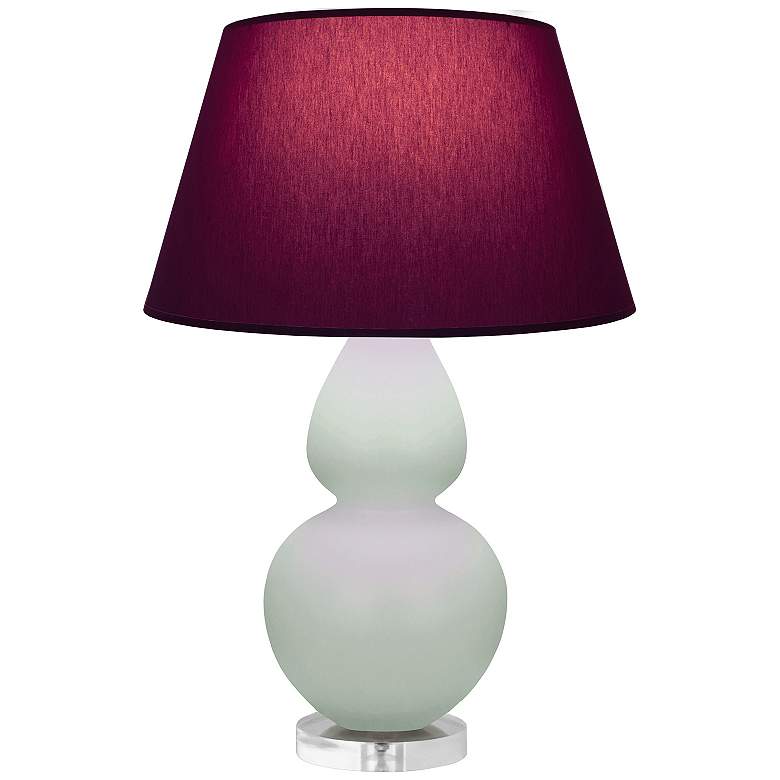 Image 1 Double Gourd 30"H Celadon And Lucite Lamp w/ Plum And Lavender Shade