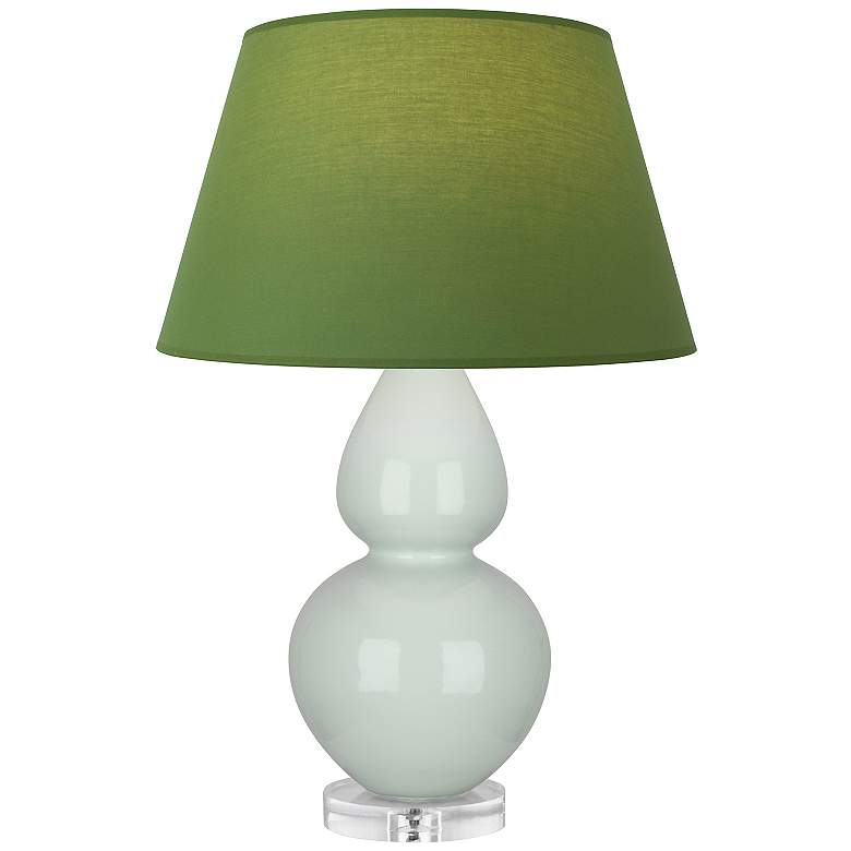Image 1 Double Gourd 30"H Celadon And Lucite Lamp w/ Tea Green And Taupe Shade