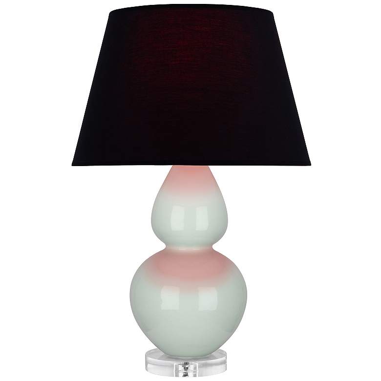 Image 1 Double Gourd 30"H Celadon And Lucite Table Lamp w/ Ink And Rose Shade