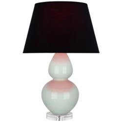 Double Gourd 30"H Celadon And Lucite Table Lamp w/ Ink And Rose Shade