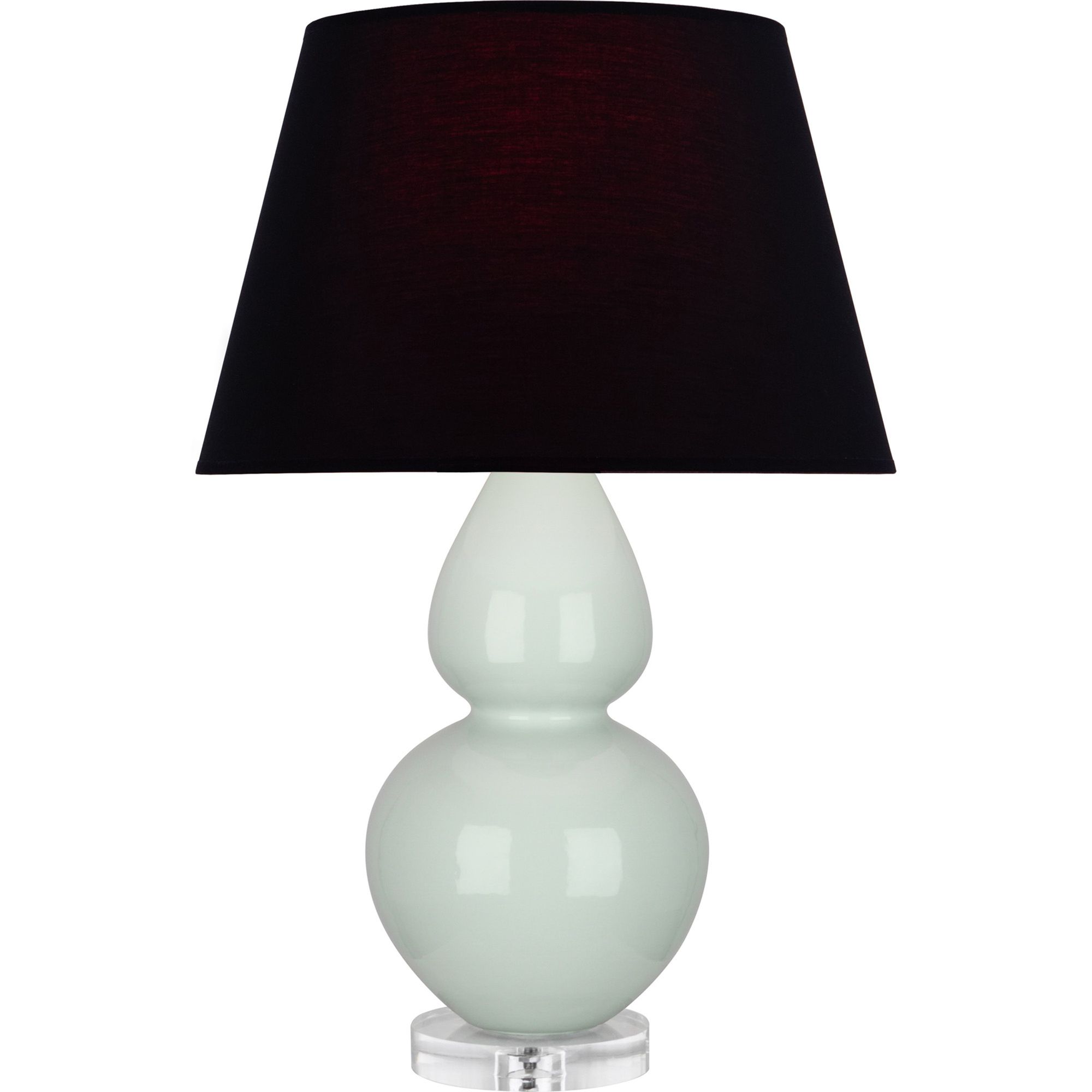 Image 2 Double Gourd 30"H Celadon And Lucite Table Lamp w/ Ink And Rose Shade more views