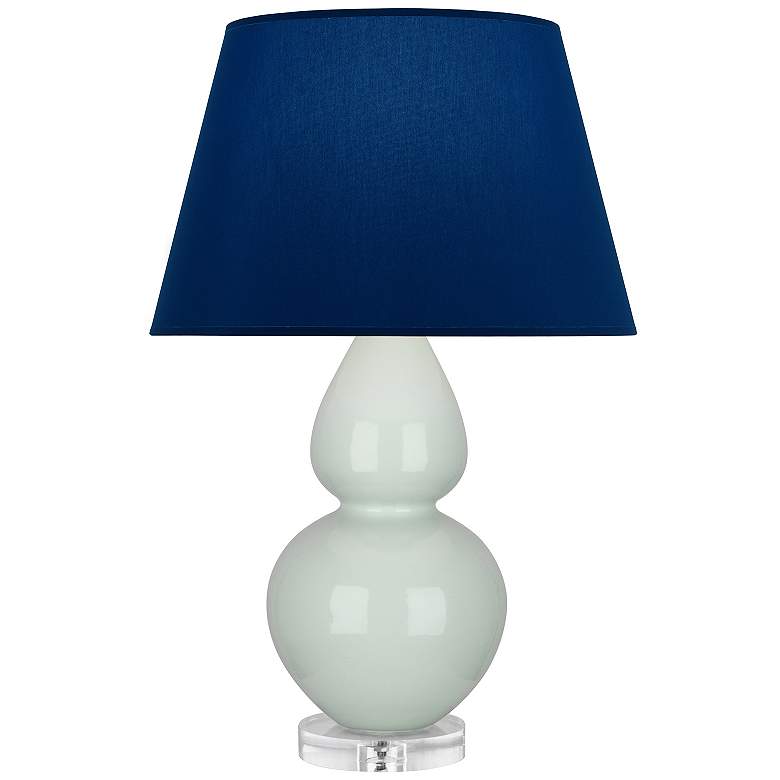 Image 1 Double Gourd 30"H Celadon And Lucite Table Lamp w/ Navy And Gray Shade