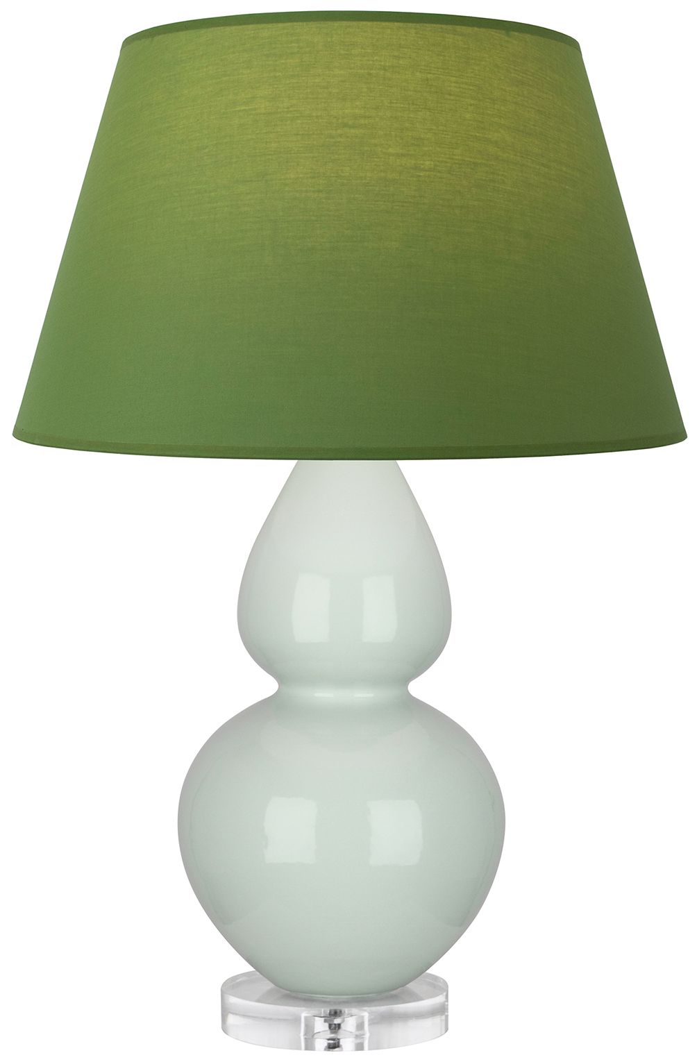 Double Gourd 30"H Celadon & Lucite Lamp w/ Tea Green & Taupe Made to Order
