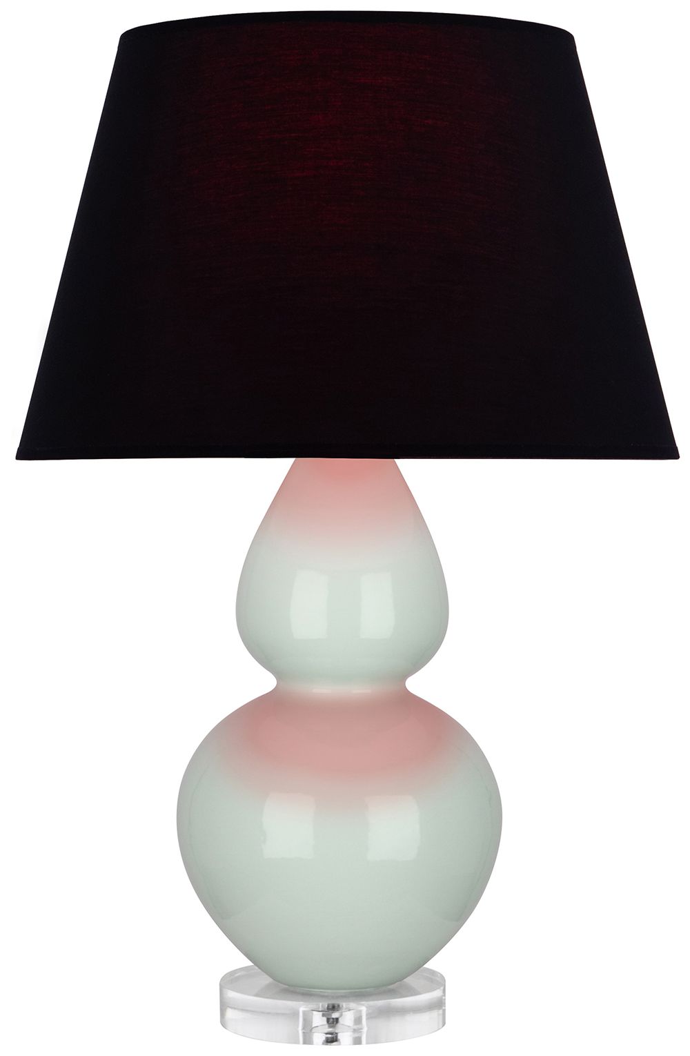 Double Gourd 30"H Celadon & Lucite Table Lamp w/ Ink & Rose Made to Order