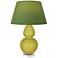 Double Gourd 30"H Citron And Lucite Lamp w/ Tea Green And Taupe Shade