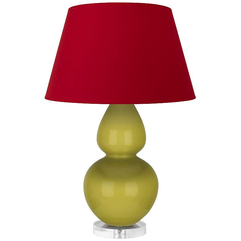 Image 1 Double Gourd 30"H Citron And Lucite Table Lamp w/ Black And Red Shade