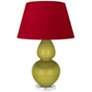 Double Gourd 30"H Citron And Lucite Table Lamp w/ Black And Red Shade