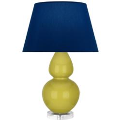 Double Gourd 30"H Citron And Lucite Table Lamp w/ Navy And Gray Shade