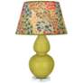 Double Gourd 30"H Citron And Lucite Table Lamp With Fall Floral Shade