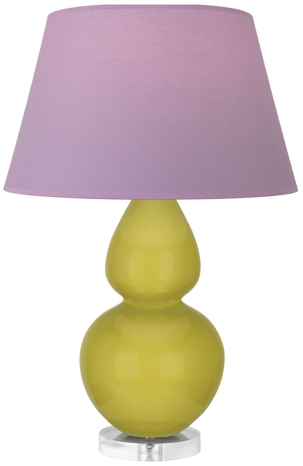 Double Gourd 30"H Citron & Lucite Lamp w/ Lavender & Plum Made to Order