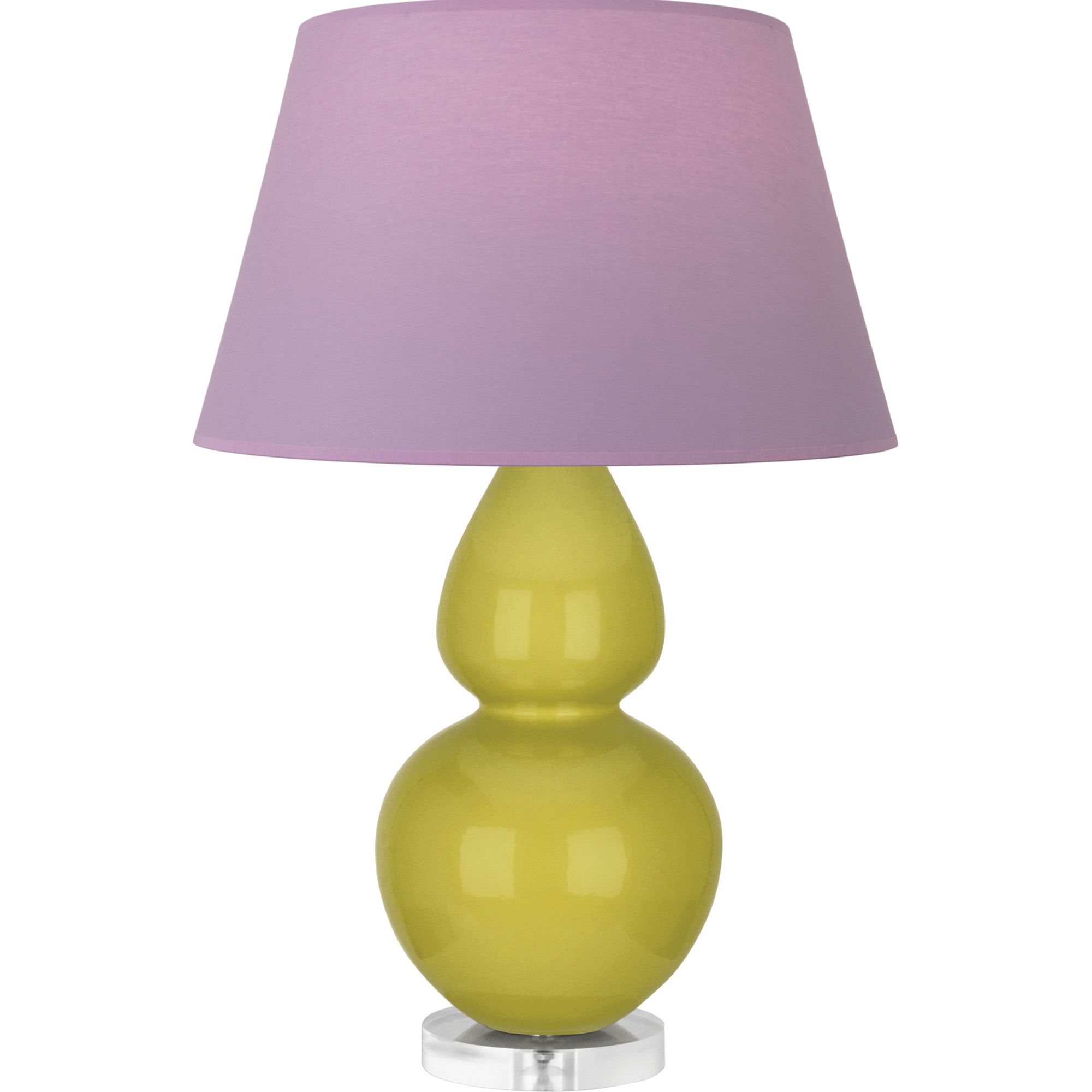 Image 2 Double Gourd 30"H Citron & Lucite Lamp w/ Lavender & Plum Made to Order more views