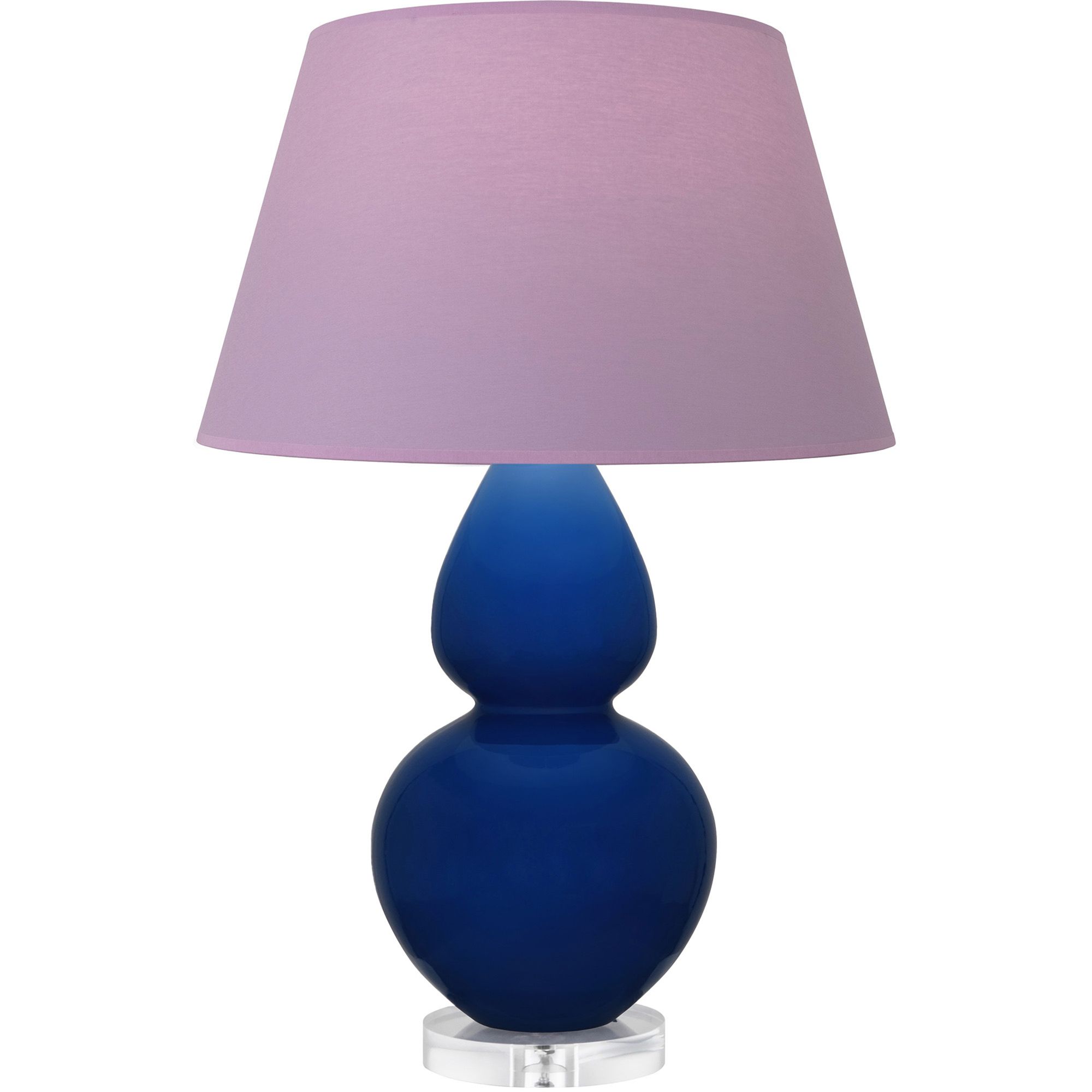 Image 2 Double Gourd 30"H Cobalt And Lucite Lamp w/ Lavender And Plum Shade more views
