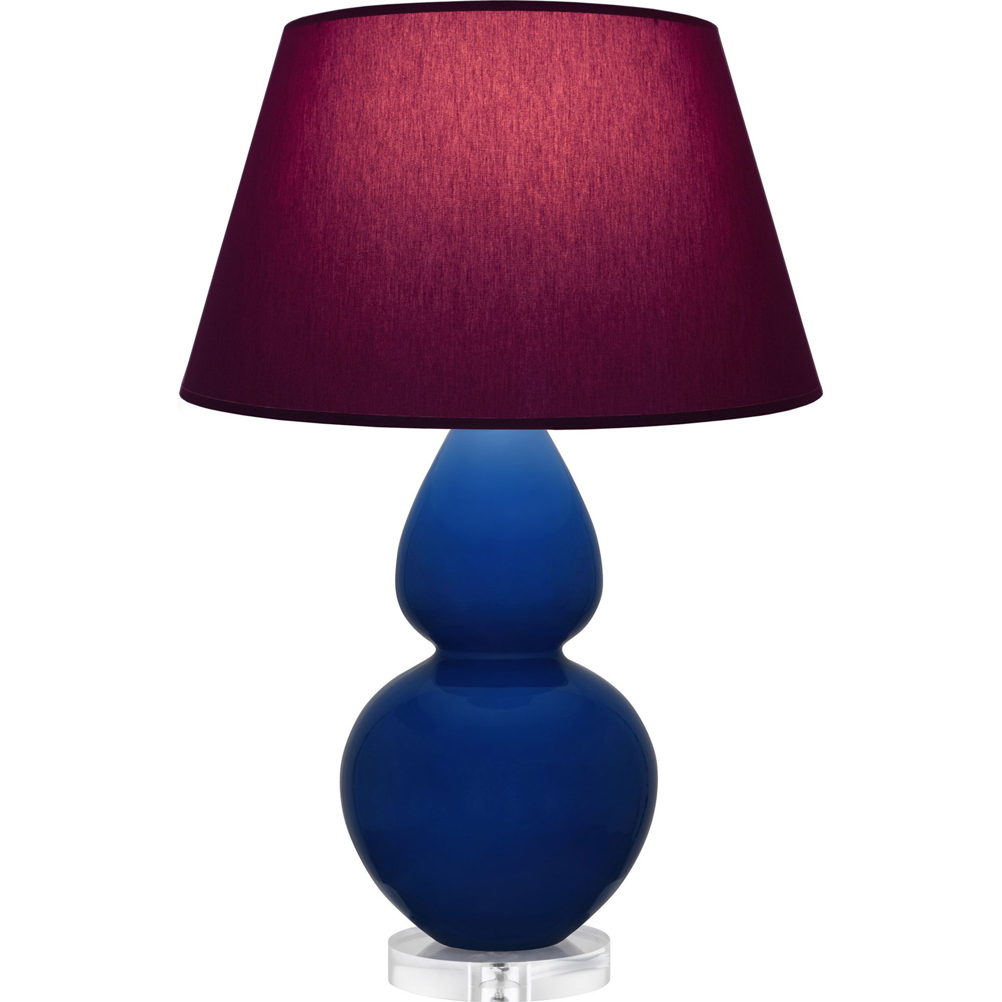 Image 2 Double Gourd 30"H Cobalt And Lucite Lamp w/ Plum And Lavender Shade more views