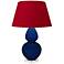 Double Gourd 30"H Cobalt And Lucite Table Lamp w/ Black And Red Shade