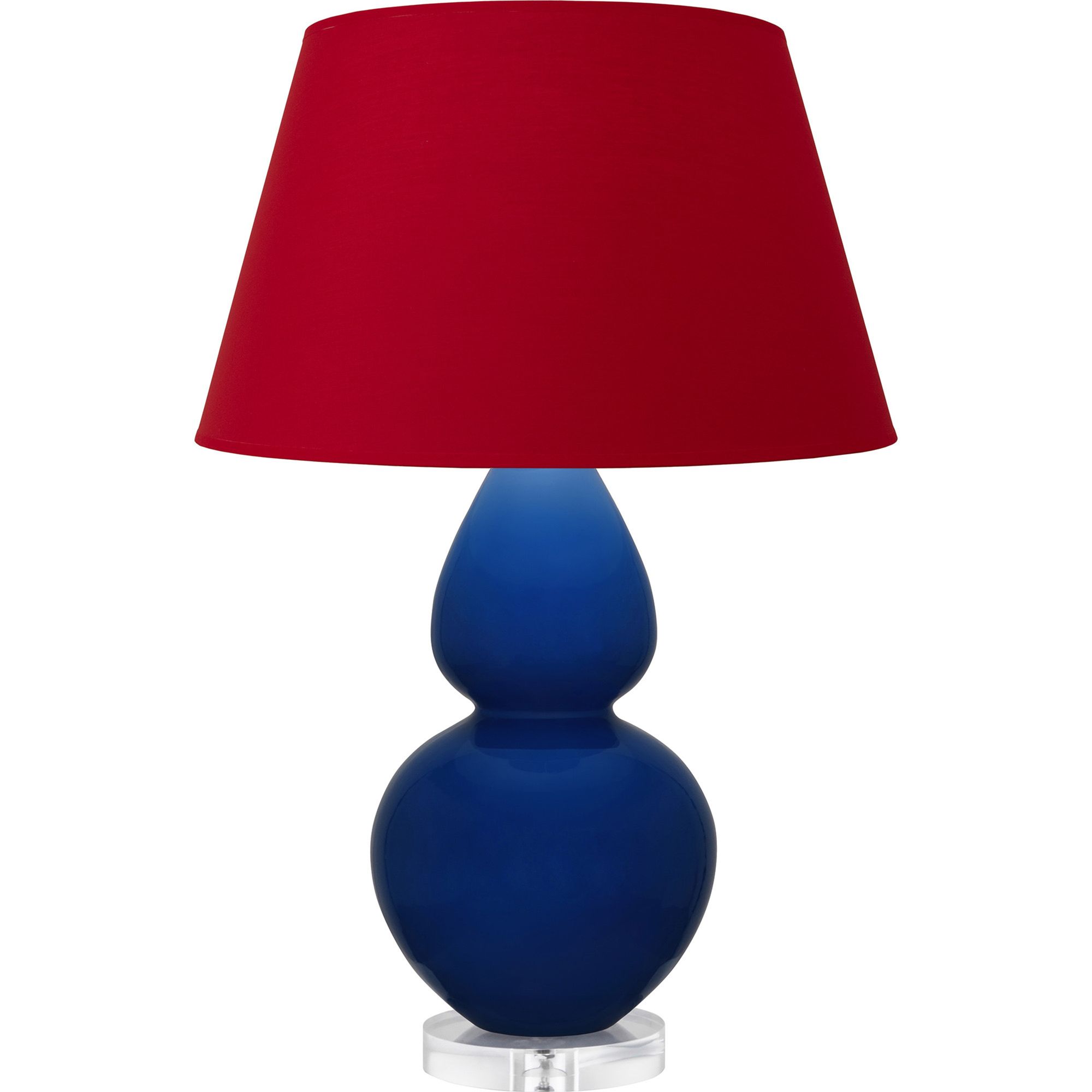 Image 2 Double Gourd 30"H Cobalt And Lucite Table Lamp w/ Black And Red Shade more views