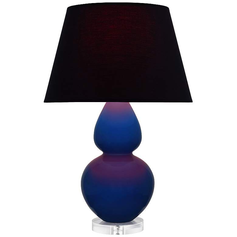 Image 1 Double Gourd 30"H Cobalt And Lucite Table Lamp With Ink And Rose Shade