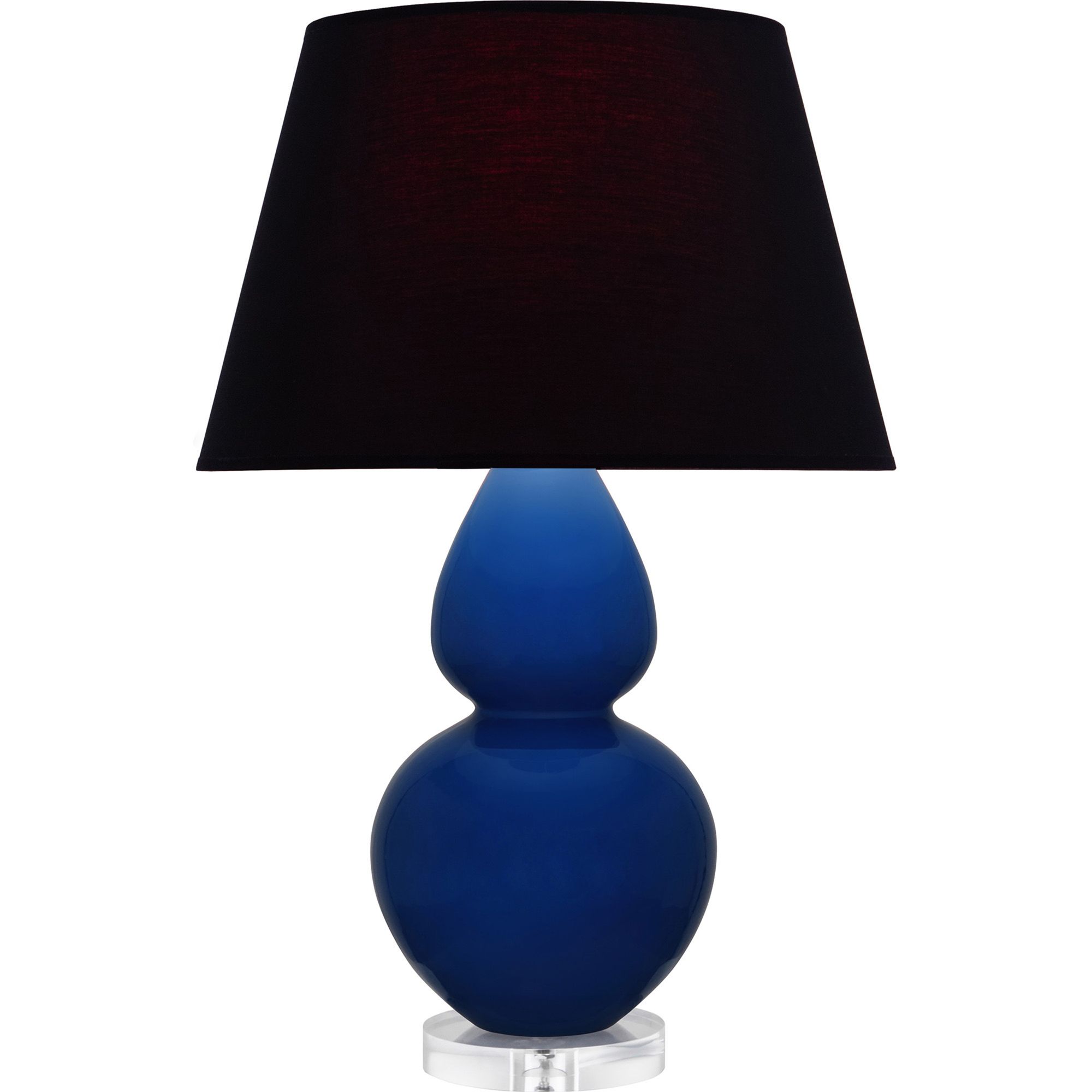 Image 2 Double Gourd 30"H Cobalt And Lucite Table Lamp With Ink And Rose Shade more views