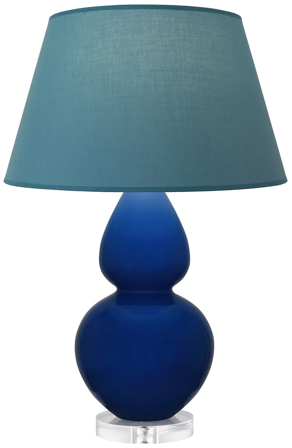 Double Gourd 30"H Cobalt & Lucite Lamp w/ Bright Blue & Gray Made to Order