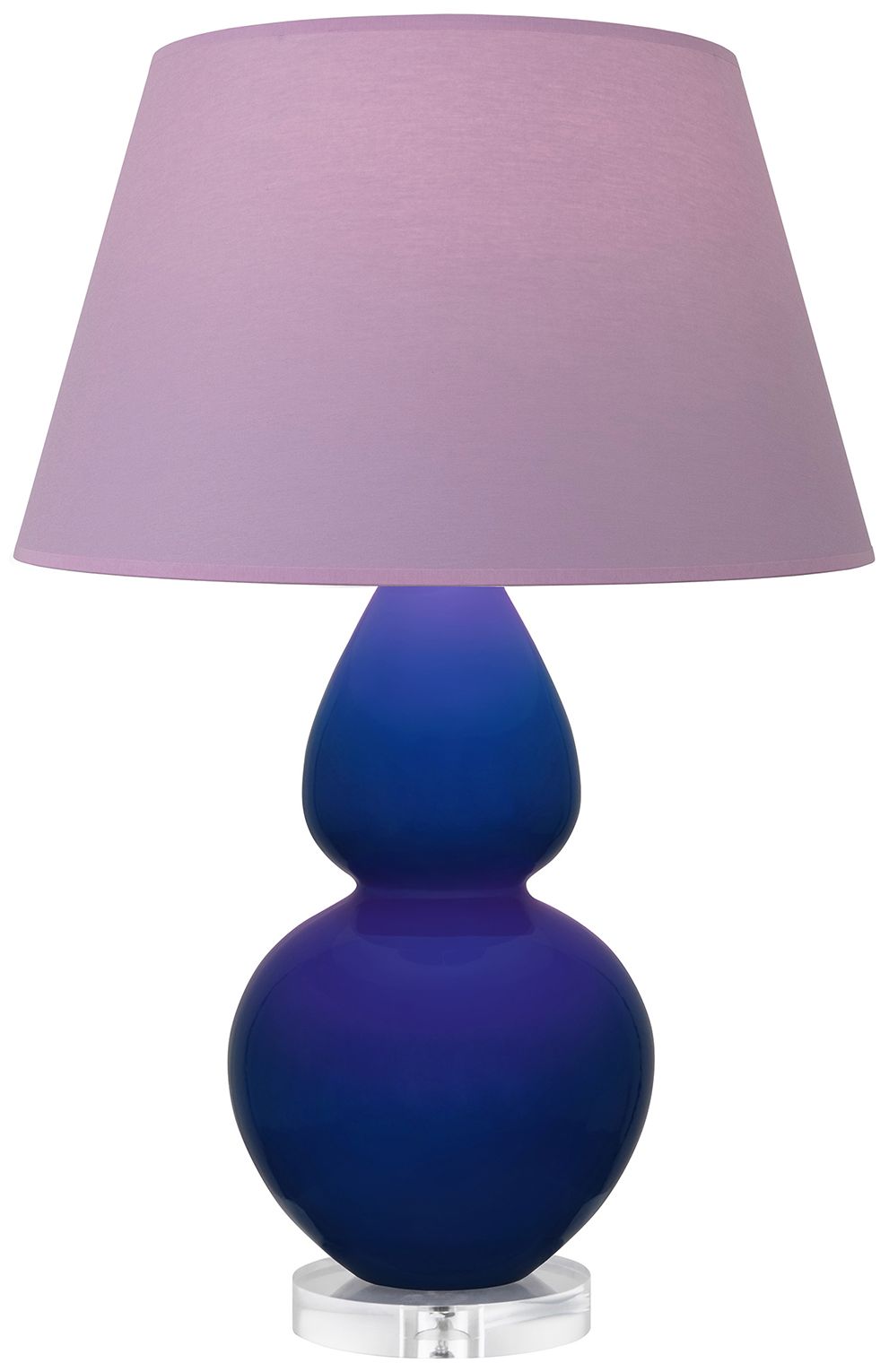 Double Gourd 30"H Cobalt & Lucite Lamp w/ Lavender & Plum Made to Order