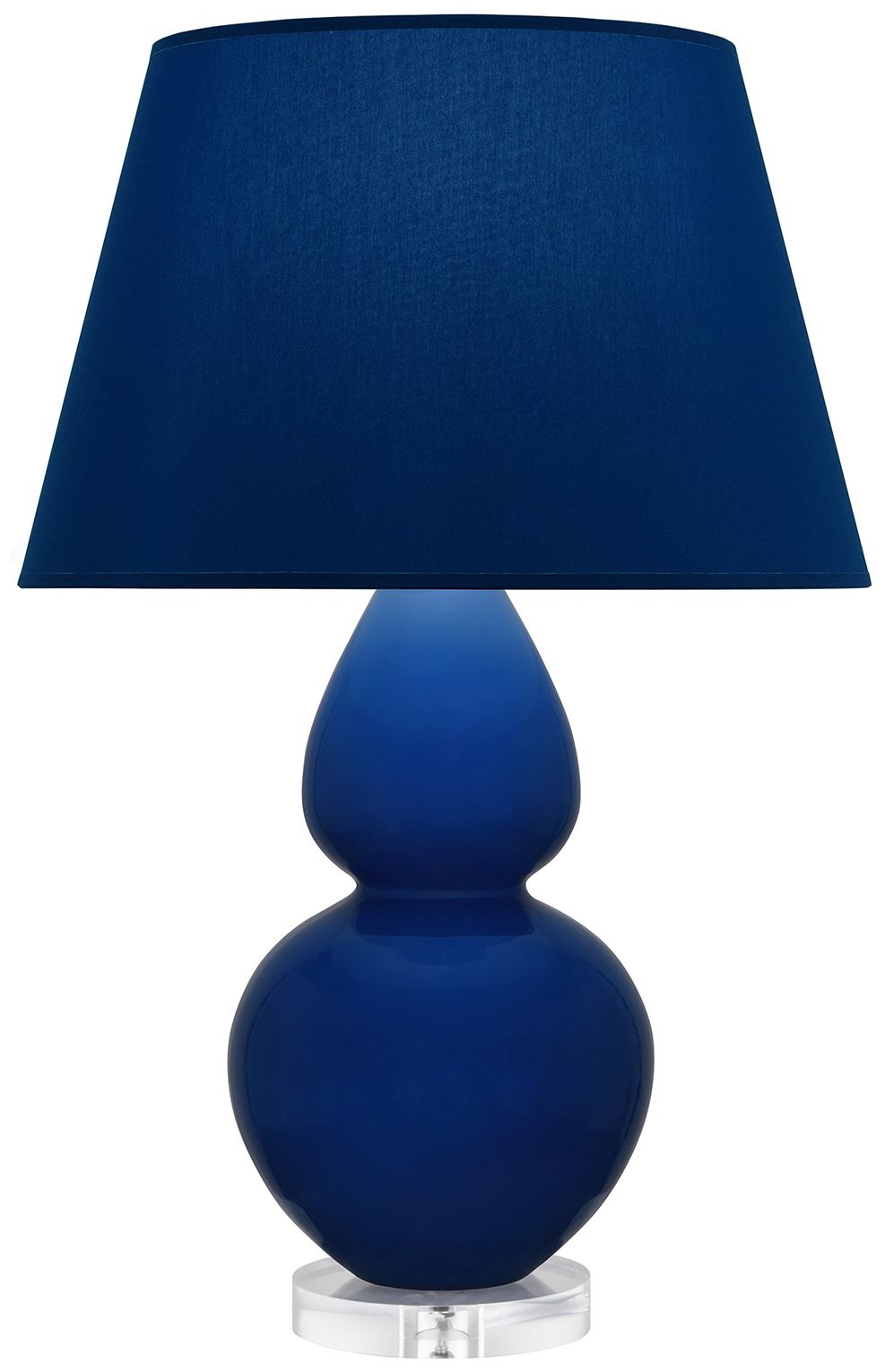 Double Gourd 30"H Cobalt & Lucite Table Lamp w/ Navy & Gray Made to Order