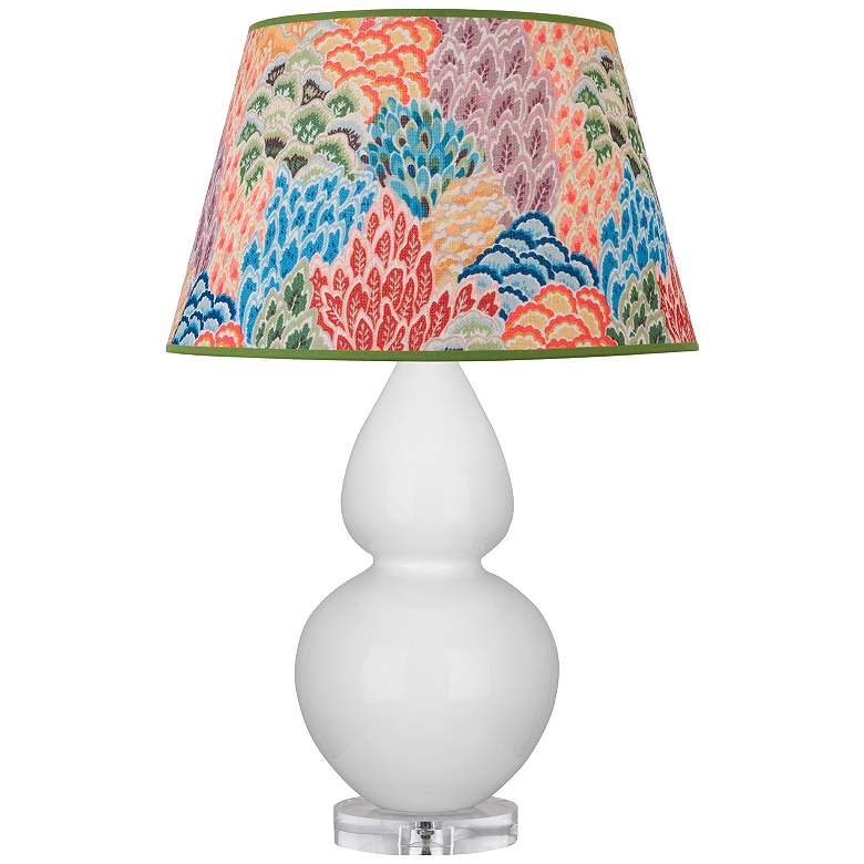 Image 1 Double Gourd 30"H Daisy And Lucite Table Lamp With Spring Floral Shade
