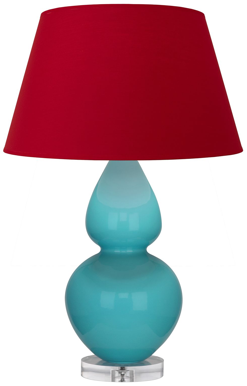 Double Gourd 30"H Egg Blue And Lucite Lamp w/ Black And Red Made to Order