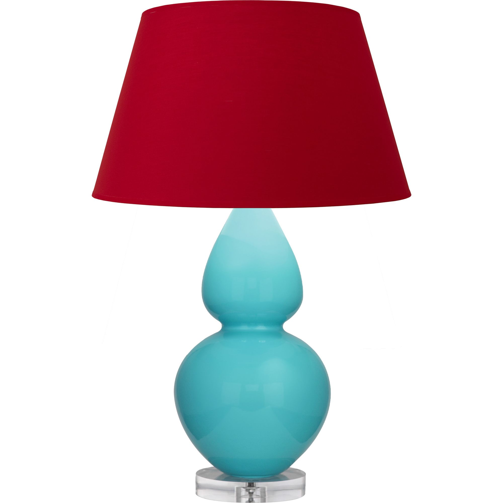 Image 2 Double Gourd 30"H Egg Blue And Lucite Lamp w/ Black And Red Shade more views