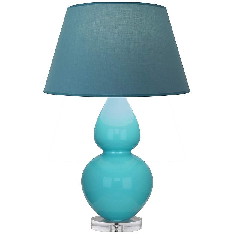Image 1 Double Gourd 30"H Egg Blue And Lucite Lamp w/ Bright Blue And Gray Shade