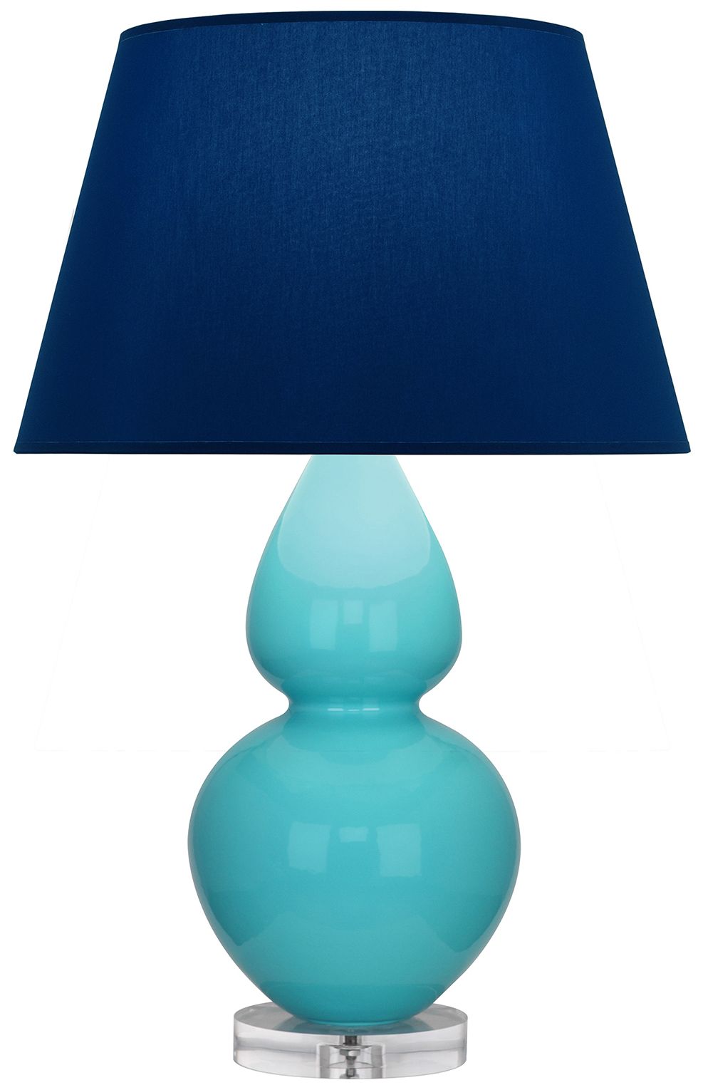 Double Gourd 30"H Egg Blue And Lucite Lamp w/ Navy And Gray Made to Order