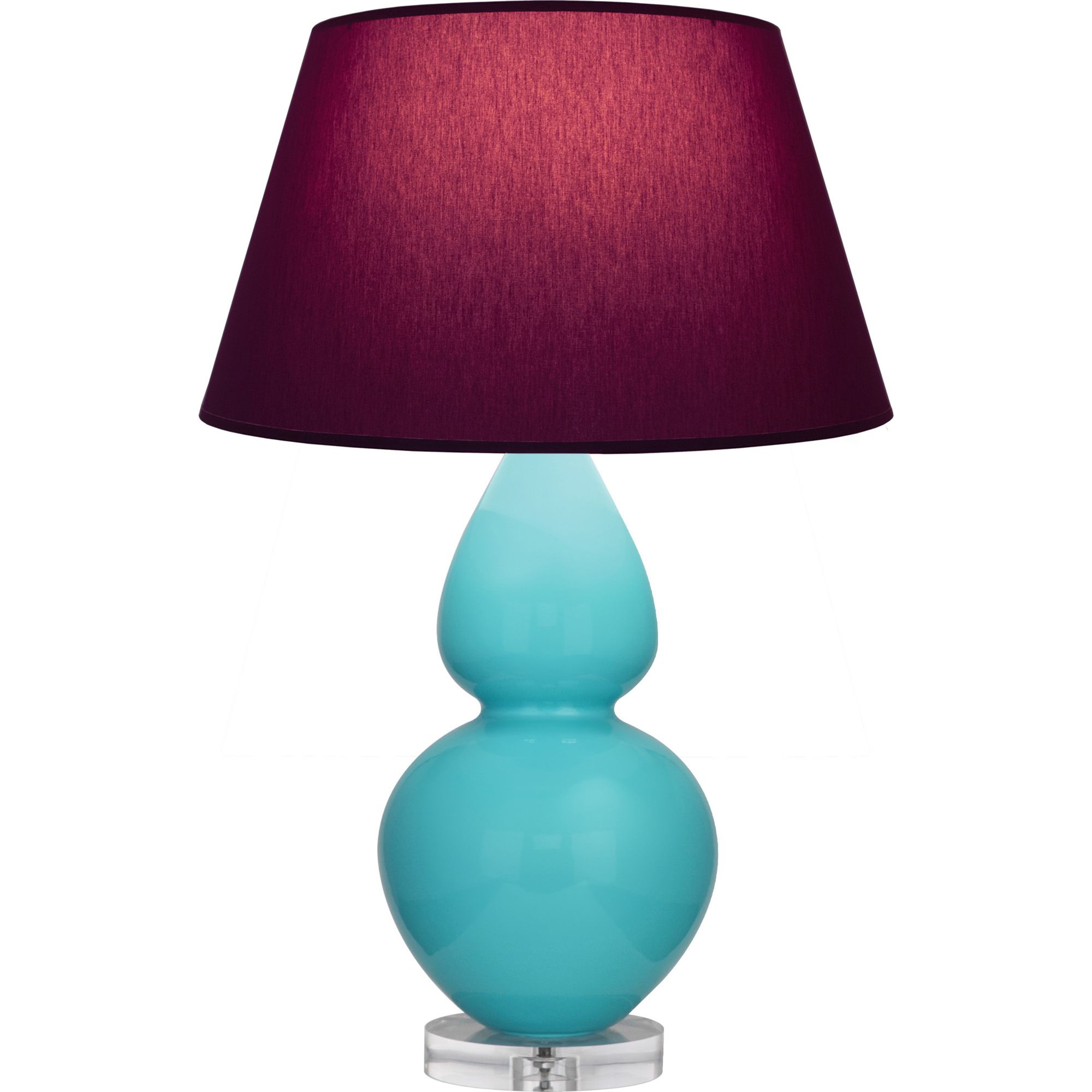 Image 2 Double Gourd 30"H Egg Blue And Lucite Lamp w/ Plum And Lavender Shade more views