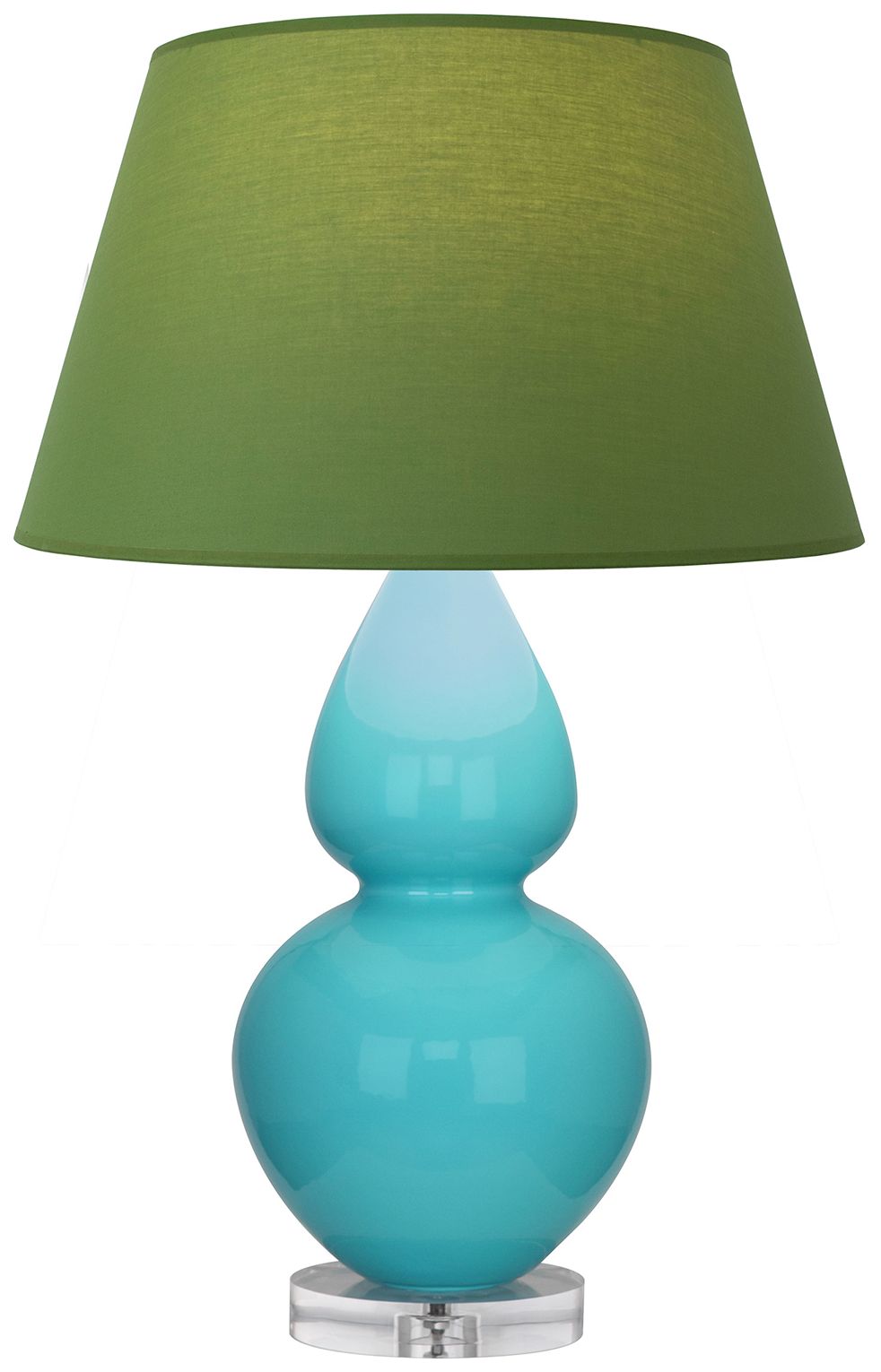 Double Gourd 30"H Egg Blue And Lucite Lamp w/ Tea And Taupe Made to Order