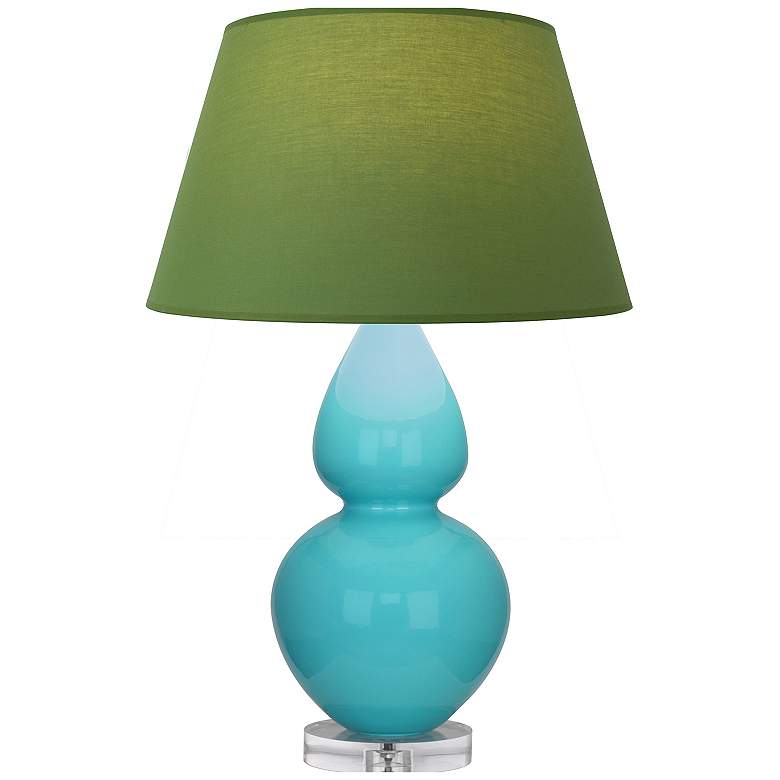 Image 1 Double Gourd 30"H Egg Blue And Lucite Lamp w/ Tea And Taupe Shade