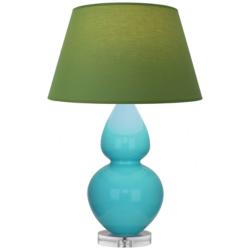 Double Gourd 30"H Egg Blue And Lucite Lamp w/ Tea And Taupe Shade