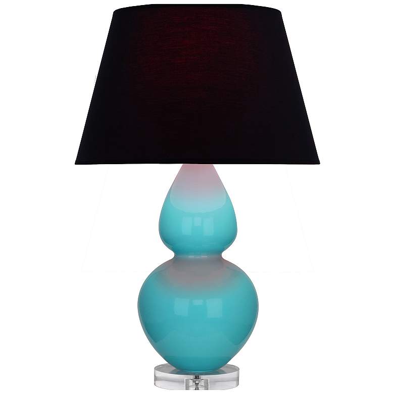 Image 1 Double Gourd 30"H Egg Blue And Lucite Table Lamp w/ Ink And Rose Shade