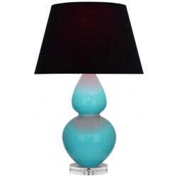 Double Gourd 30"H Egg Blue And Lucite Table Lamp w/ Ink And Rose Shade