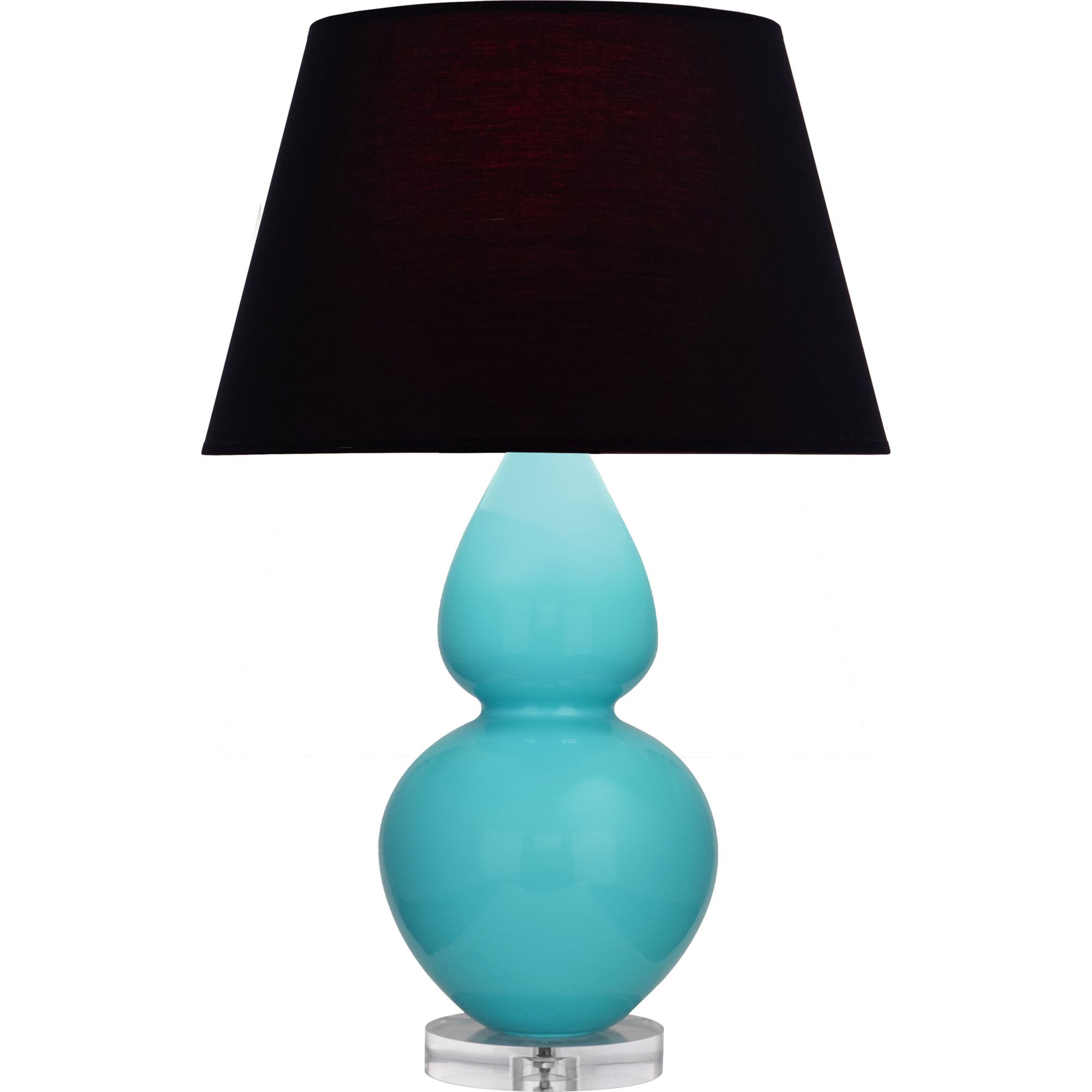 Image 2 Double Gourd 30"H Egg Blue And Lucite Table Lamp w/ Ink And Rose Shade more views
